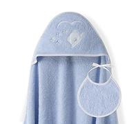 Ensemble Interbaby: Cape de bain Bébé a capuche avec bavoir - Ours Papillons bleu