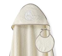 Ensemble Interbaby: Cape de bain Bébé a capuche avec bavoir- Sweet Moon beige