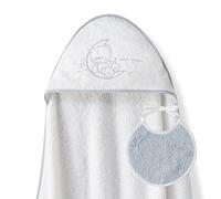 Ensemble Interbaby: Cape de bain Bébé a capuche avec bavoir - Sweet Moon blanc et gris