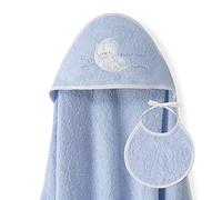 Ensemble Interbaby: Cape de bain Bébé a capuche avec bavoir Sweet Moon bleu