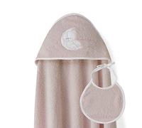 Ensemble Interbaby: Cape de bain Bébé a capuche avec bavoir - Sweet Moon rose maquillage