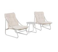Ensemble jardin 2 fauteuils avec assise coussin capitonné + table basse beige - TIXON