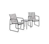 Ensemble jardin 2 fauteuils avec table basse CALICO motifs rayures gris