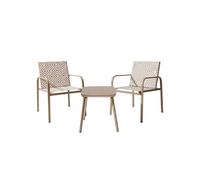 Ensemble jardin 2 fauteuils avec table basse motifs graphiques moka - AZTEK -