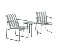 Ensemble jardin 2 fauteuils avec table basse motifs rayures vert et crème - CALICO