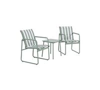 Ensemble jardin 2 fauteuils avec table basse motifs rayures vert et crème - CALICO