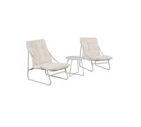 AltoBuy Ensemble Jardin 2 fauteuils avec Assise Coussin capitonné + Table Basse Beige - TIXON