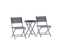 Outsunny Ensemble de bistrot 3 pièces Pliable en métal, 2 chaises et 1 Table Ronde, Salon de Jardin extérieur 2 Personnes, Table de Jardin extérieur avec chaises pour Jardin, terrasse, Balcon, Gris