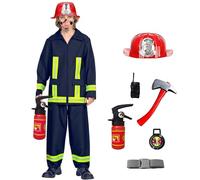 Ensemble Jeu de Rôle Pompier Enfant Trois Pièces Accessoire Jouet Scolaire Ensemble Campus pour Activités Ludiques(Navy, 4-5 Years)