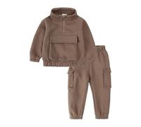 Ensemble Jogging Enfant,Ensemble Deux PièCes Sweat à Capuche Et Pantalon De Jogging IdéAl Pour Les Tout-Petits Ce VêTement D'IntéRieur Doux Et Confortable Est Parfait Pour Le (Khaki 3-4 Years)