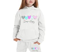 Ensemble Jogging Enfant Fille Costumes Mode 2 Pièces Enfants Street Dancewear Suit Survêtement Pratique et Confortable Sweat Capuche Bas de Costume