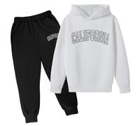 Ensemble Jogging Enfant Fille de Sport pour Survêtement Enfants Street Dancewear Fitness Yoga Streetwear Pantalon et Haut Sweats Capuch Cadeau Ado 3-14 Ans