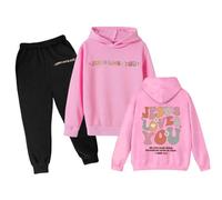 Ensemble Jogging Enfant Fille de Sport pour Survêtement Enfants Street Dancewear Plaine Top Bottoms Costume Pantalon et Haut Sweats Capuch Cadeau 7-16 Ans