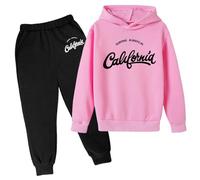 Ensemble Jogging Enfant Fille Survêtement Polaire Hiver Chaud Pull Ado Automne Vêtements Set pour 2 Pièces Robe Globale Tenues Garcon Mariage Velours (Rose,4-5 Ans)