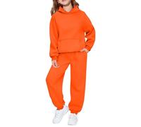 Ensemble Jogging Enfant Fille Survêtement Sweat à Capuche avec Pantalon de Sport Couleur Unie Tenue de Running Oversize Ample Confortable Pull et Joggers avec Poches Pas Cher