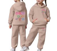 Ensemble Jogging Enfant Fille Survêtement Sweat à Capuche avec Pantalon de Sport Tenues Sweats Suit Casual Imprimés Tendance Costume de Loisirs Ample Automne Hiver