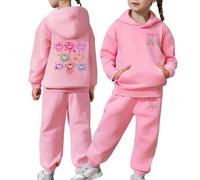 Ensemble Jogging Enfant Fille Survêtement Sweat à Capuche avec Pantalon de Sport Tenues Sweats Suit Casual Imprimés Tendance Costume de Loisirs Ample Automne Hiver