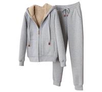 Ensemble Jogging Femme 2 pièces Survêtement Combinaison de Sport Veste d'hiver Sweat à Capuche Zippé et Pantalon de Jogging, Combinaison de Jogging en Polaire Chaude