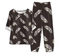 Ensemble Jogging Femme Coton et Lin Survêtement 2 Pcs Vêtements Femme Pas Cher en Soldes Tenue d'intérieur Décontracté Streetwear Lâche Respirant T-Shirts + Pantalon Ensemble de Pyjama