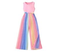 Ensemble Jogging Fille Ensemble d'été pour Filles, débardeur de Couleur Pure avec Pantalon Ample dégradé Arc-en-Ciel pour activités de Plein air, de 7 à 12 Ans Ensemble Jogging Homme (11-12 Years)