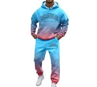 Ensemble Jogging Homme Décontracté pour Quotidien - Ensemble Pull Over Ajusté Tendance Tissu Dégradé Automne Hiver Polyvalent Confortable Mode Jogging Homme 2 Pièces (c-Sky Blue, XXL)