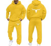 Ensemble Jogging Homme Jogging Large Survêtement À Capuche, avec Poche Kangourou Cordon Serrage À Taille Grandes Ample Pantalons Couleur Unie Gym Sportswear De Couple Exercice Mi Saison