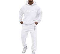 Ensemble Jogging Homme Large Pull Viking Survêtement en Polaire De Sport avec Fermeture À Glissière Complet Combinaison La Maison Tenue Vestes Blanc L