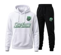 Ensemble Jogging Homme Saint-Étienne - Sweat à capuche + Pantalon noir - Blanc L