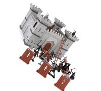 Ensemble Jouet Château Fort 18cm Plastique et Argent Ensemble | 12 chevaliers, murs assemblables, couleur argent/, idéal reconstitutions historiques, plastique durable