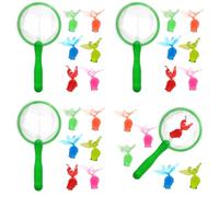 Ensemble Jouets Bain avec 4 Outils Filet Pêche Et 24 Mini Animaux - Poisson Rouge Artificielle Aquarium Poissons Flottant Faux Poissons avec Épuisette pour Jeux De Piscine, Jouets Aquatiques