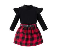 Ensemble Jupe Bébé Fille Pull pour Enfants Garçons 3Pcs De Vêtements Printemps Automne Hiver Tenue Décontractée 2 Pièces Ensembles Pyjama Garçon Idée Cadeau (Le Noir,18-24 Mois)