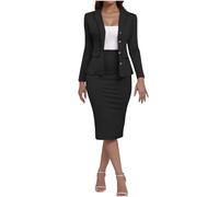 Ensemble Jupe De Costume 2 Pièces pour Femme Tailleurs-Jupes Soldes Décontracté Blazer à Manches Longues et Jupe Crayon Solide Coupe Ajustée Jupe élégante pour Le Bureau, Les Invités de Mariage