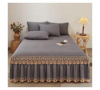 Ensemble jupe de lit et couvre-lit en polyester matelassé chic, antidérapant, literie de style rustique pour dortoirs et chambres d'amis 120 x 200 cm, décoration d'intérieur - Gris