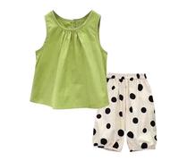 Ensemble jupe et pantalon pour fille - Gilet - Jupe droite - Sans manches - Décontracté - Pantalon pour fille, vert, 9-10 ans
