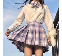 Ensemble Jupe Plissée à Carreaux avec Nœud Papillon pour Femme, Costume de Marin Cosplay pour Jeune pour Fête Quotidienne, Vêtements d'été Légers XS : 36-37,5", L : 50-55 Kg (Robe gâteau de