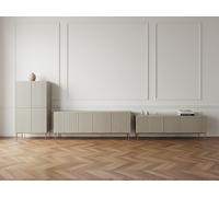 Ensemble KASHA avec Meuble TV 200 cm + Buffet 4 portes 200 cm + Buffet haut 2 portes 100 cm pieds or beige BOBOCHIC Beige