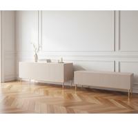 Ensemble KASHA avec Meuble TV 200 cm + Buffet 4 portes 200 cm pieds or beige BOBOCHIC Beige