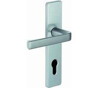 Vachette Poignée sur plaque KAZA – Entraxe 165 mm – Aluminium résistant – Finition argent – Clé I