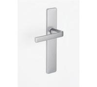 Vachette Poignée sur plaque KAZA – Bec de cane – Entraxe 195 mm – Aluminium – Argent Garantie 10 ans