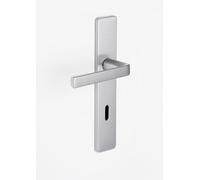 Vachette Set poignée de porte sur plaque KAZA – Clé L – Entraxe 195 mm – Aluminium argent