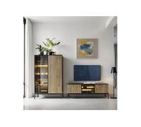 Ensemble Komodee Laval 1 avant fraisage en panneau MDF 18 mm chêne wotan noir 39 x 257 x 126 cm