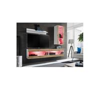Ensemble Komodee TIVOLI SET5 avec LED RGB - Blanc Bois Naturel 35 x 200 x 195 cm