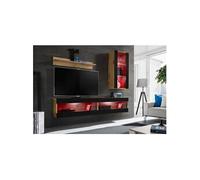 Ensemble Komodee TIVOLI SET5 avec LED RGB - Bois Naturel Noir 35 x 200 x 195 cm