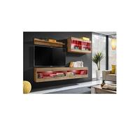 Ensemble Komodee TIVOLI SET6 avec LED RGB - Bois Naturel 35 x 200 x 195 cm