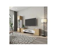 Ensemble Komodee TORINO Finition mate Blanc Arctique Chêne huilé 35 x 220 x 172 cm