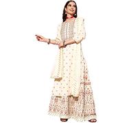 Ensemble Kurta indien pour femme avec robe de mariée Dupatta Costume pakistanais prêt à porter Salwar Kameez pour femme, Blanc-1., L