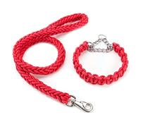 Ensemble laisse collier pour chien Nylon Laisse solide animaux compagnie 360 Pivotant sans enchevêtrement Laisse formation marche chien Corde robuste résistante pour grands chiens taille moyenne,Rouge