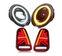 Ensemble Lampe Phares Pour BMW Pour Mini R50 R52 R53 2001-2007 Modifié LED Phares Feux Arrière 2 Pièces Voiture Phare LED + Feu Arrière Feux Avants Auto(Black Red)