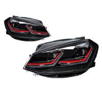 Ensemble Lampes Avant Phares Pour Golf 7.5 MK7 2018-2020 2L Style Feux Jour À Double Projecteur Accessoires Auto Restylage Phares Avant(Red 2pcs)