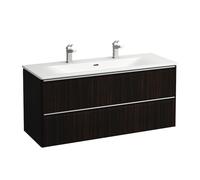 Ensemble Laufen PALACE Lavabo double, meuble sous-lavabo, 2 tiroirs, 2 trous, poignées aluminium 1200x545mm Orme Foncé